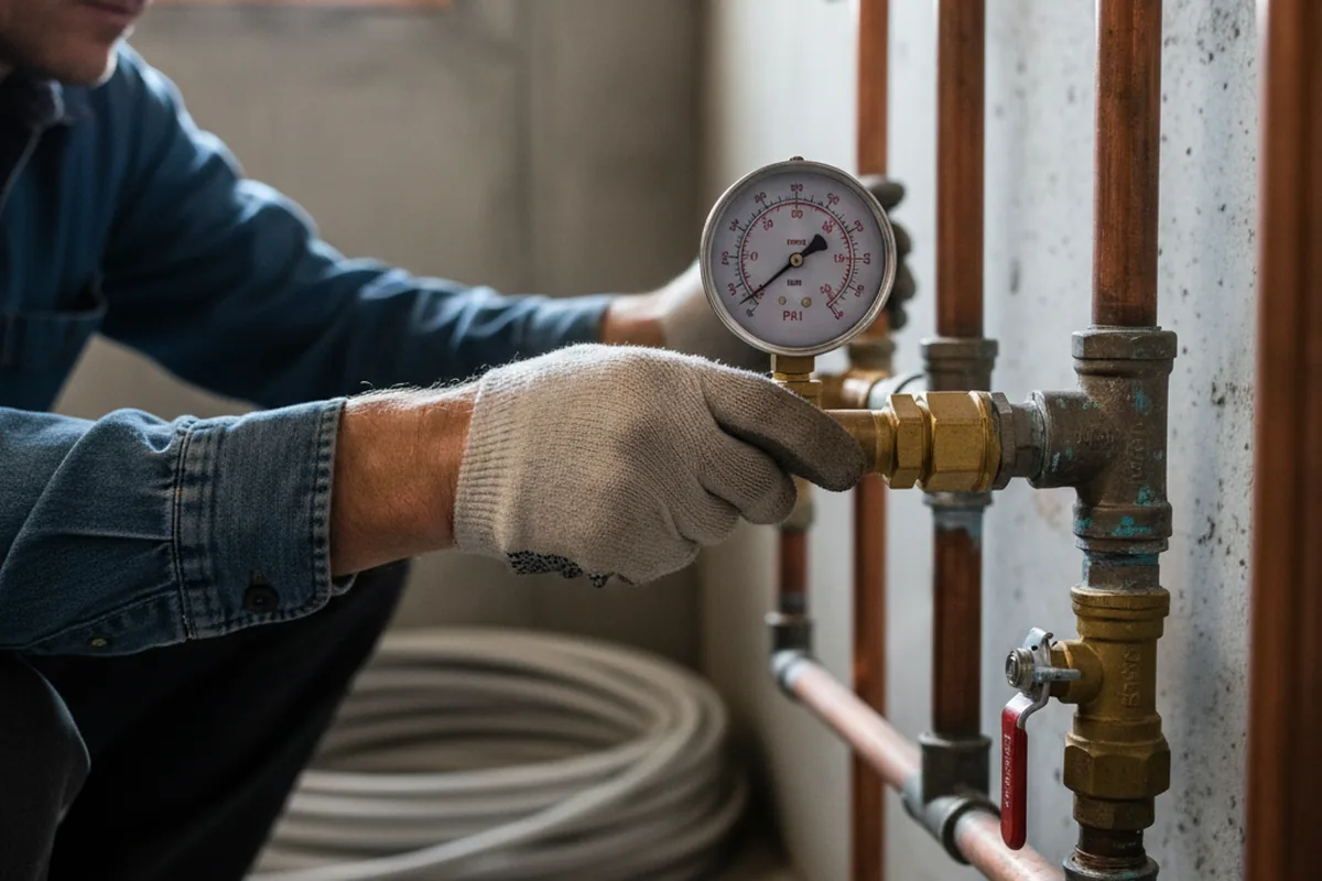 Pressure testing a repaired line during Water Line Repair in Fleming Island
